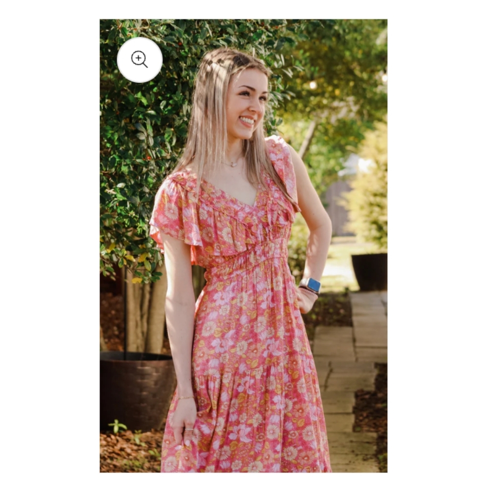 &Merci Floral Pink boutique midi Dress